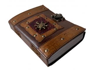 antique handmade leather journal notbook with compass